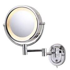 lighted wall makeup mirror in chrome