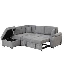 2 In 1 Pull Out Sofa Bed L Shape Couch