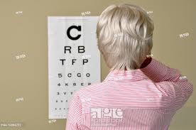 Visual Acuity Eye Test Mature Senior Woman Medicine