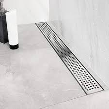 Neodrain 36 Inch Linear Shower Drain With Removable Quadrato Pattern Grate Professional Brushed 304 Stainless Steel Rectangle Shower Floor Drain