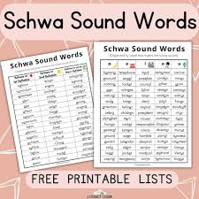 128 schwa sound words free printable