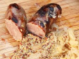 grilled bratwurst with beer mustard