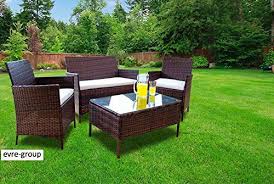 Rattan furniture sale available in essex, kent, london, sussex, uk. Evre Home Living Rattan Garden Furniture Set Patio Conservatory Indoor Outdoor 4 Piece Set Table Chair Sofa Brown Wholesale Scout
