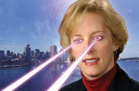 ad for a realtor with laser shooting eyes