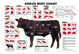 Angus Beef Chart Meat Cuts Diagram Poster Metal Kitchen Sign 8in X 12in