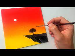 Easy Acrylic Sunset Painting For