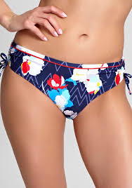 Panache Swim Milano Drawside Bikini Bottoms Navy Multi