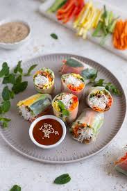 rice paper rolls with sriracha baked