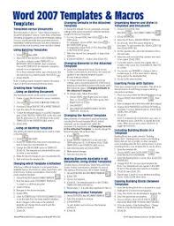 Microsoft Word 2007 Templates Macros Quick Reference Guide