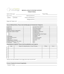 Medical Health Form Template