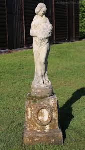 Vintage Cast Stone Garden Statue Of A Lady