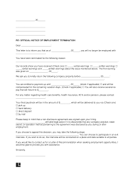 free employment termination letter