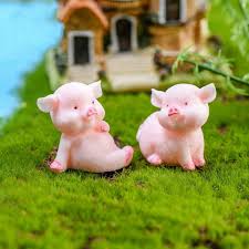 Miniature Pig Figurines 8 Pcs Cute