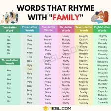 258 words that rhyme with family 7esl