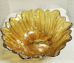 vintage amber carnival glass bowl candy
