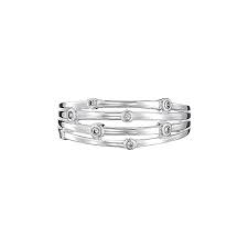 Sterling Silver Cz Accented Layered Ring