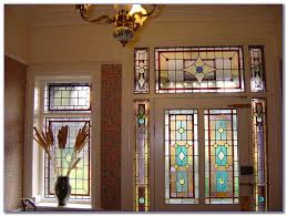 stained glass window above door