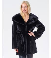 Elisa Black Hooded Mink Coat