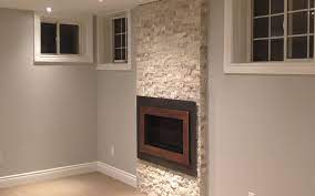 Finished Basement With Gas Fireplace