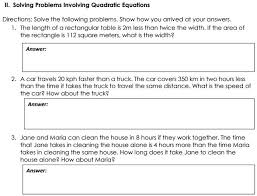 Solving Problems Involving Quadratic