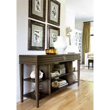 Brown Storage Shelves Console Table