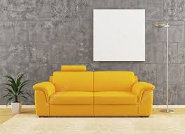 yellow sofa interior design stock photo