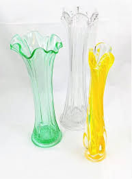 three fluted glass bud vases wedding