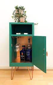 Wonderful small art deco bar furniture / drinks cabinet from france, circa 1930s. 1960s Upcycled Green Copper 1 Door Cocktail Cabinet Vinterior