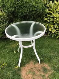 Metal Round Glass Top Outdoor Table