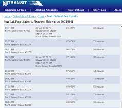 nj transit schedule to aberdeen matawan nj