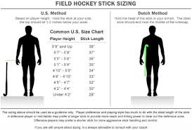 Sizing Chart For Sticks Field Hockey Field Hockey Sticks