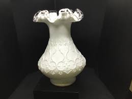 Large Fenton Waisted Milk Glass Vase