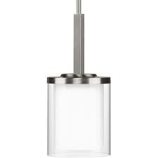 Clear glass mini pendant light. Mast Collection One Light Brushed Nickel Clear Glass Coastal Mini Pendant Light P500192 009 Progress Lighting