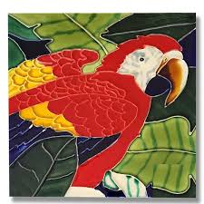 colorful parrot tile trivet coastal