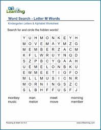 word search letter m words k5 learning