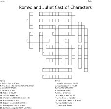 Romeo And Juliet Cast Of Characters Crossword Wordmint