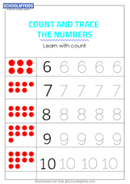Dot to dot printables connect the dots puzzles are a fun way to break up the routine of alphabet and math worksheets. Tracing Numbers 6 10 Count The Dots Worksheets For Preschool Grade Math Worksheets Schoolmykids Com