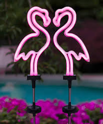 Pink Neon Flamingo Solar Garden Stake