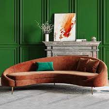 Bronze Velvet Curved 3 Seaters Sofa
