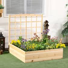 Outsunny Wood Planter Box With Trellis