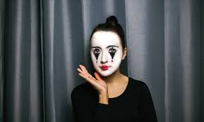 with makeup of the mime improvisation