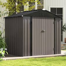 outdoor storage brown metal shed