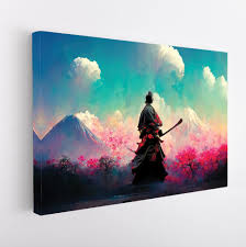 samurai cherry blossom wall art