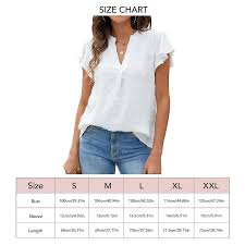 women blouse v neck ruffle sleeve loose