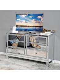 Unique Mirrored Glass Tv Stand With 6