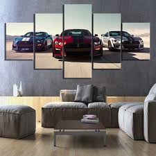 | ford mustang 1965 5 pieces canvas wall art picture home decor. 5 Piece Hd Luxury Cars Pictures Print Ford Mustang Shelby Gt500 Poster Canvas Art Decorative Paintings For Home Decor Wall Art Aliexpress