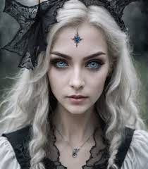 gothic blonde with blue red eyes and