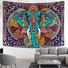 Mandala Elephant Tapestry Wall Hanging