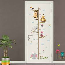 Us 1 89 5 Off Jungle Animals Lion Monkey Owl Height Measure Wall Stickers For Kids Rooms Growth Chart Nursery Rooms Decor Wall Decals Pvc Art In