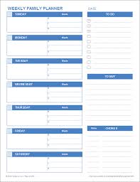 Printable Family Planner Templates For Excel
